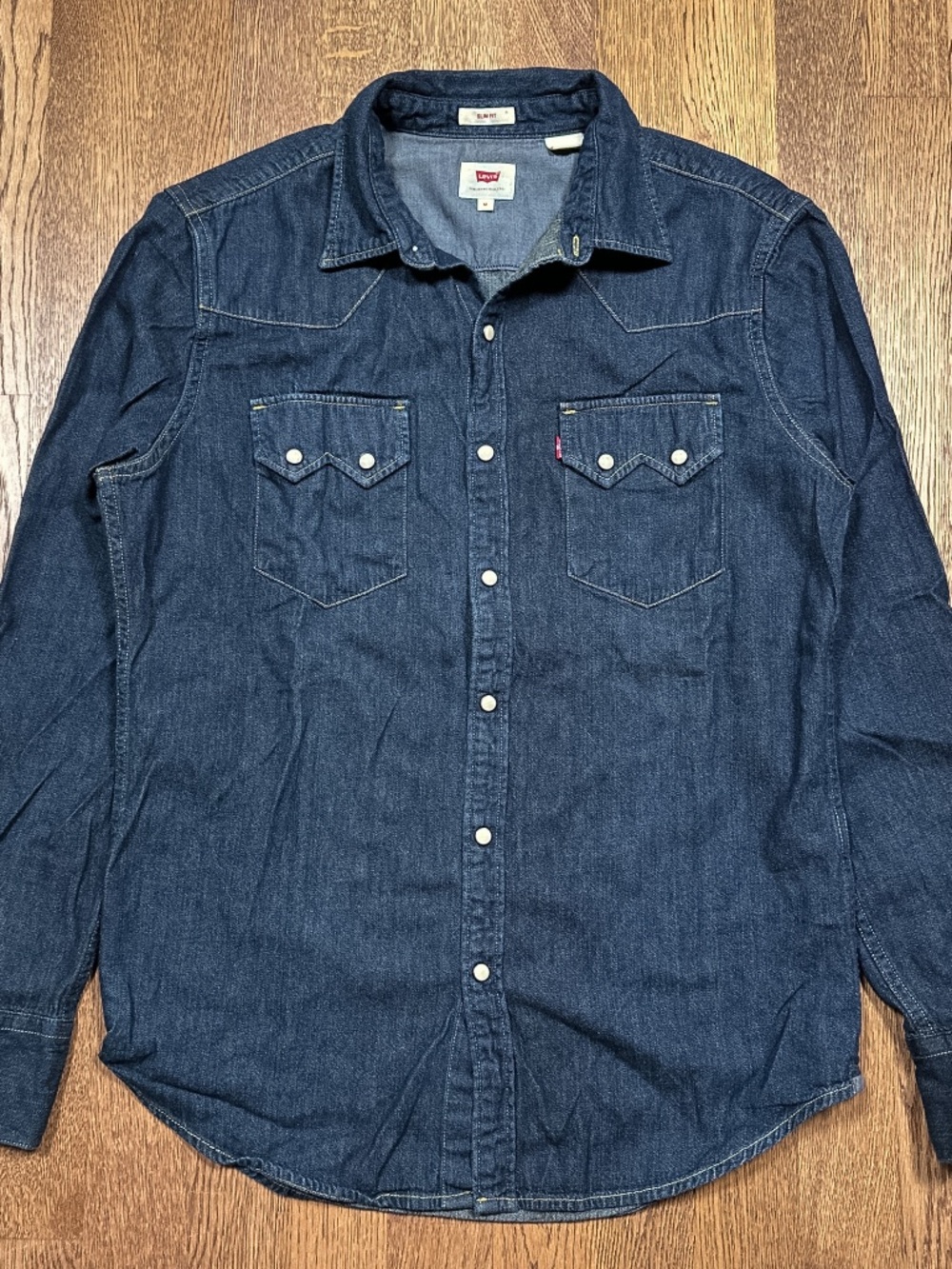 Levi's Sawtooth Denim Western Pearl Snap Slim Fit L/S Button Shirt Mens Medium